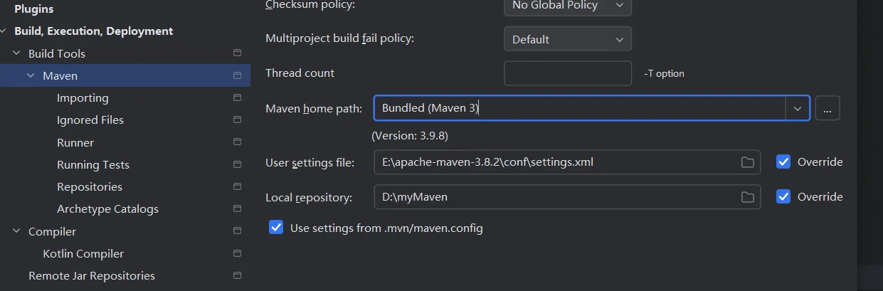 配置项目对应依赖